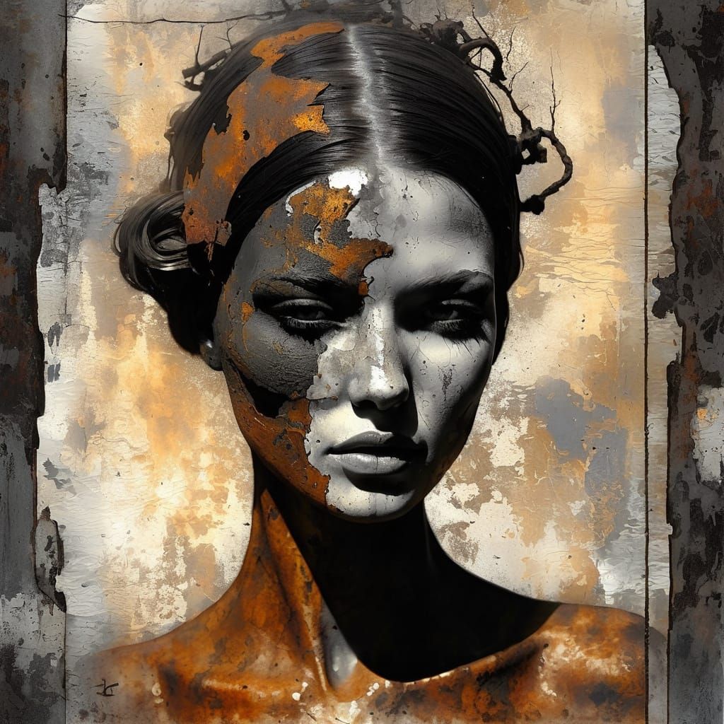 Surreal Portrait of Ephemeral Beauty in Gritty Matte Style