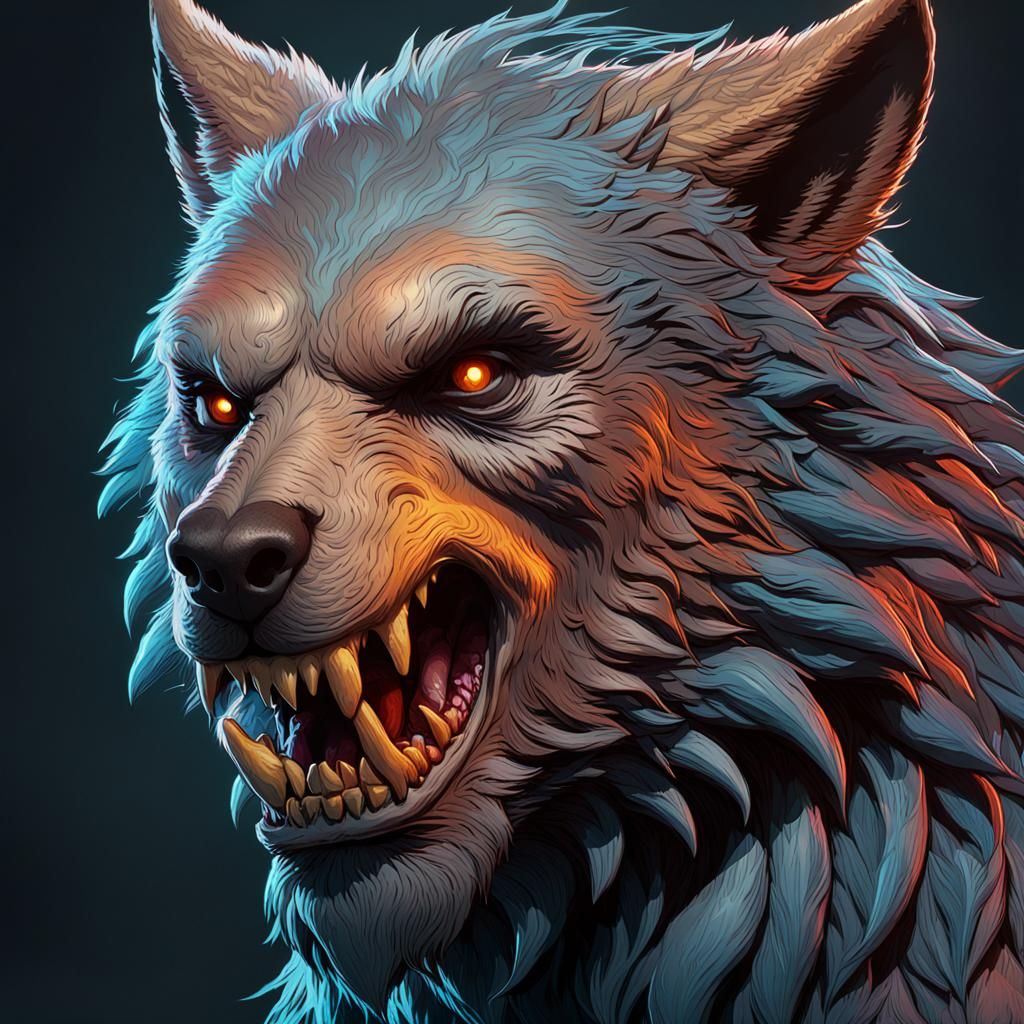 Stylish Werewolf Portrait in Hyperdetailed Concept Art