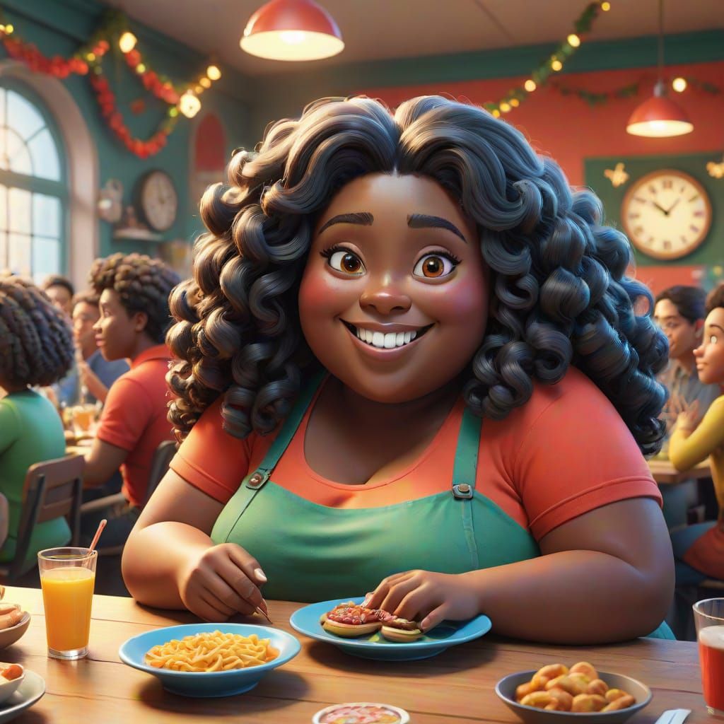 Beautiful Young Black Girl Celebrates New Year in a Colorful...