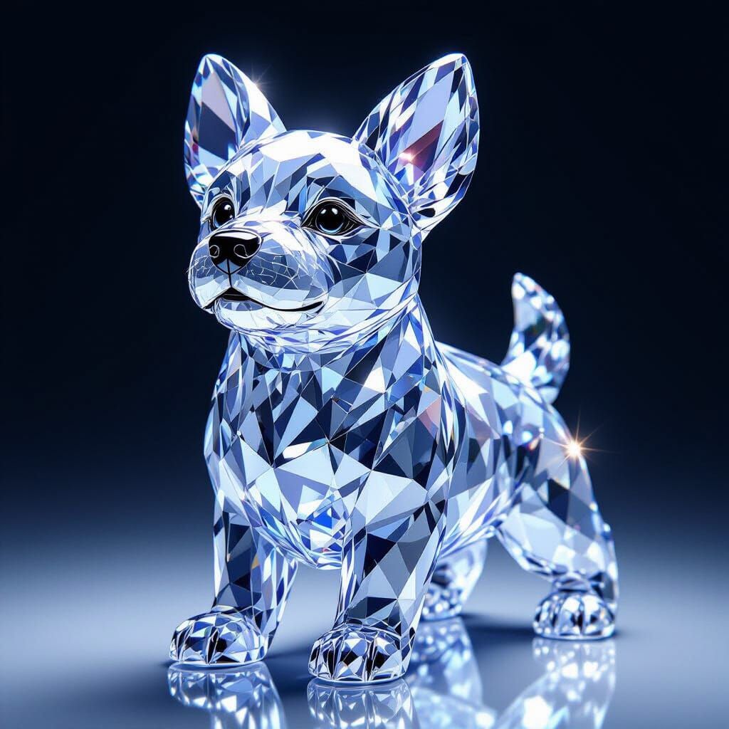 Diamond Crystal Dog: Hyper-Realistic Digital Art