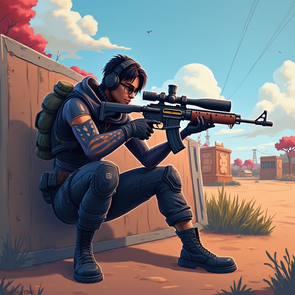 Fortnite Character Sniping in Dynamic Action Scene