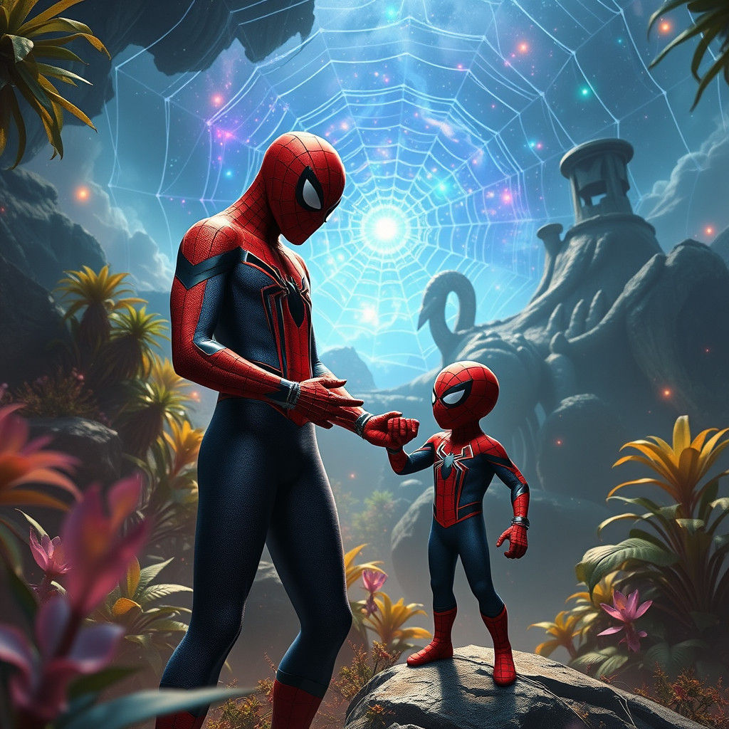 Spiderman Teaches Baby Spiderman in Mystical Realm