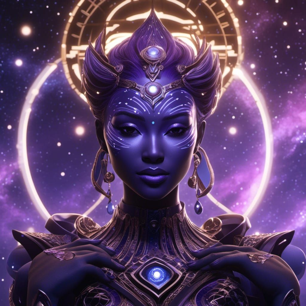 Purple Asari Embraces Eternity in Galaxy