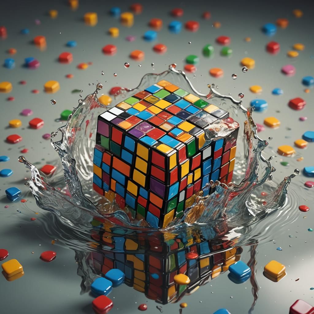 Photorealistic Rubik's Cube Reflection in Digital Art