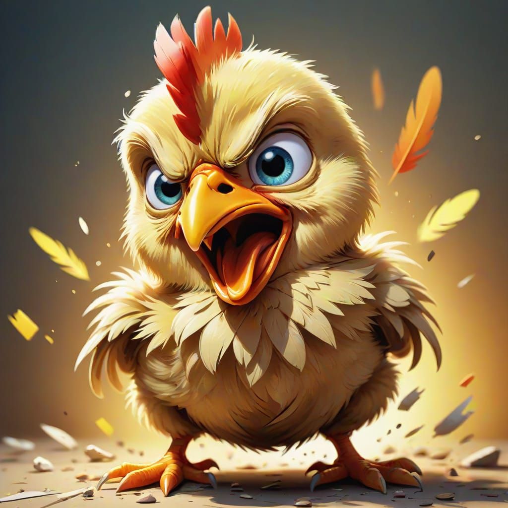 Angry Cartoon Chicken Stomping and Shouting