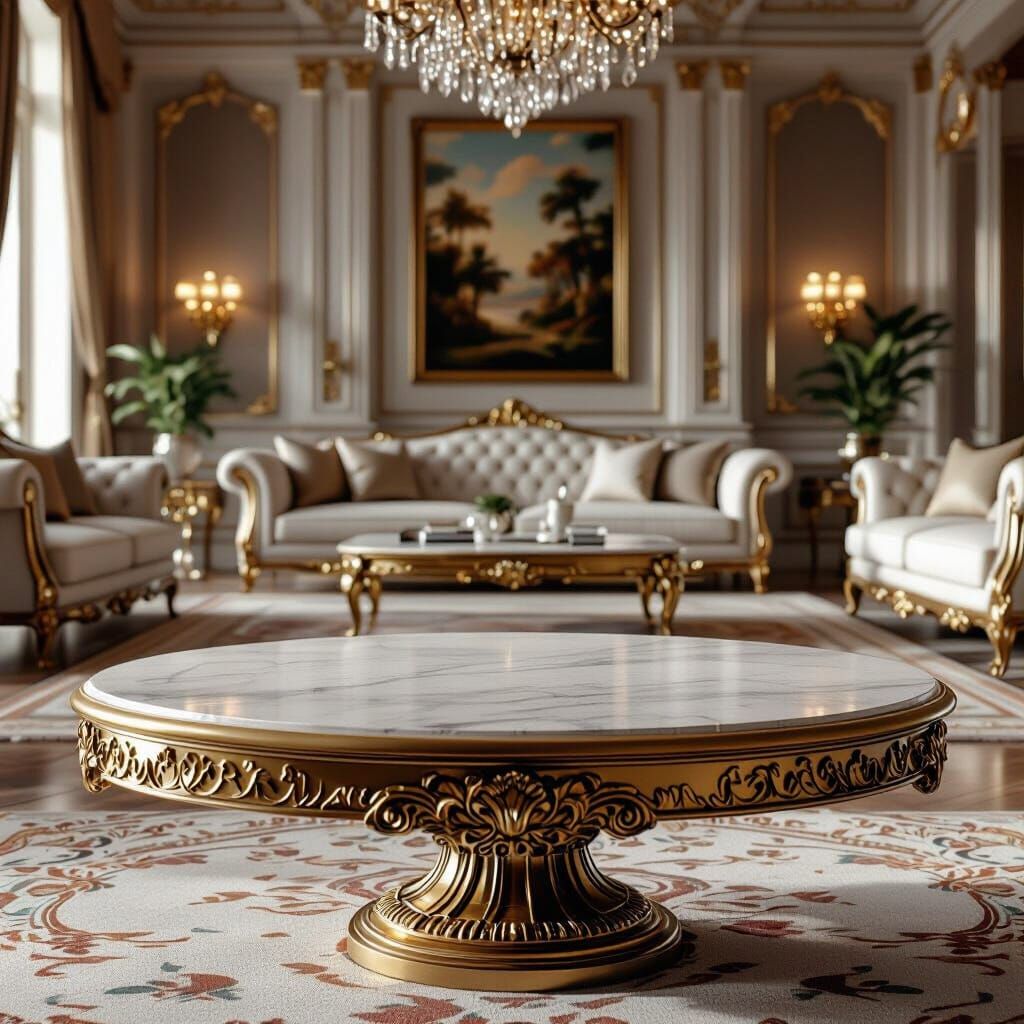 Luxurious Table in Palace Living Room: Photorealistic Matte ...