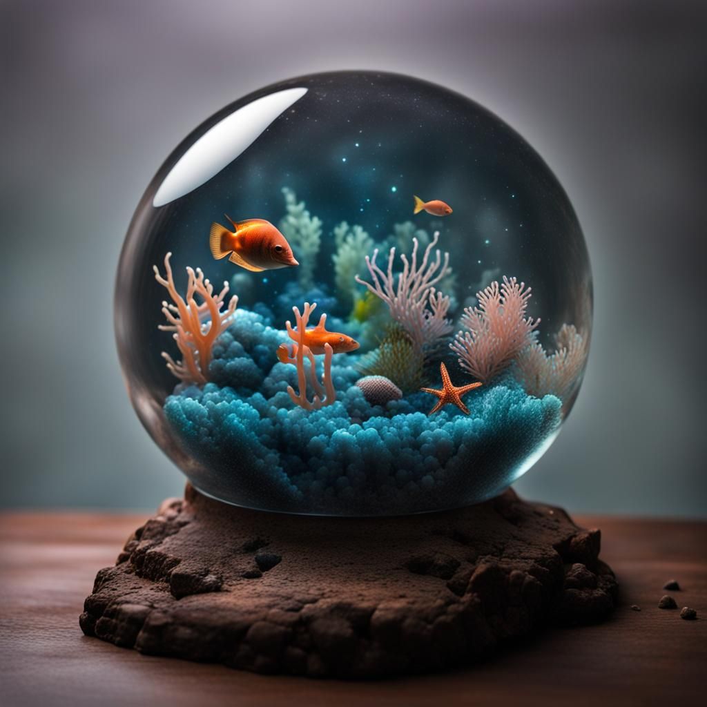 Underwater Night Scene in Glass Ball