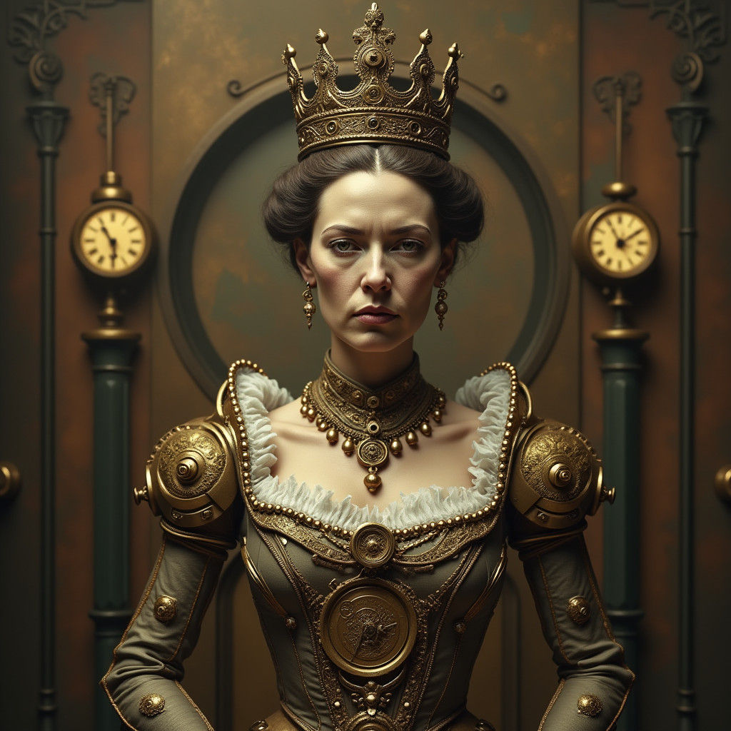 Clockwork Queen Victoria in Sepia, a Digital Painting