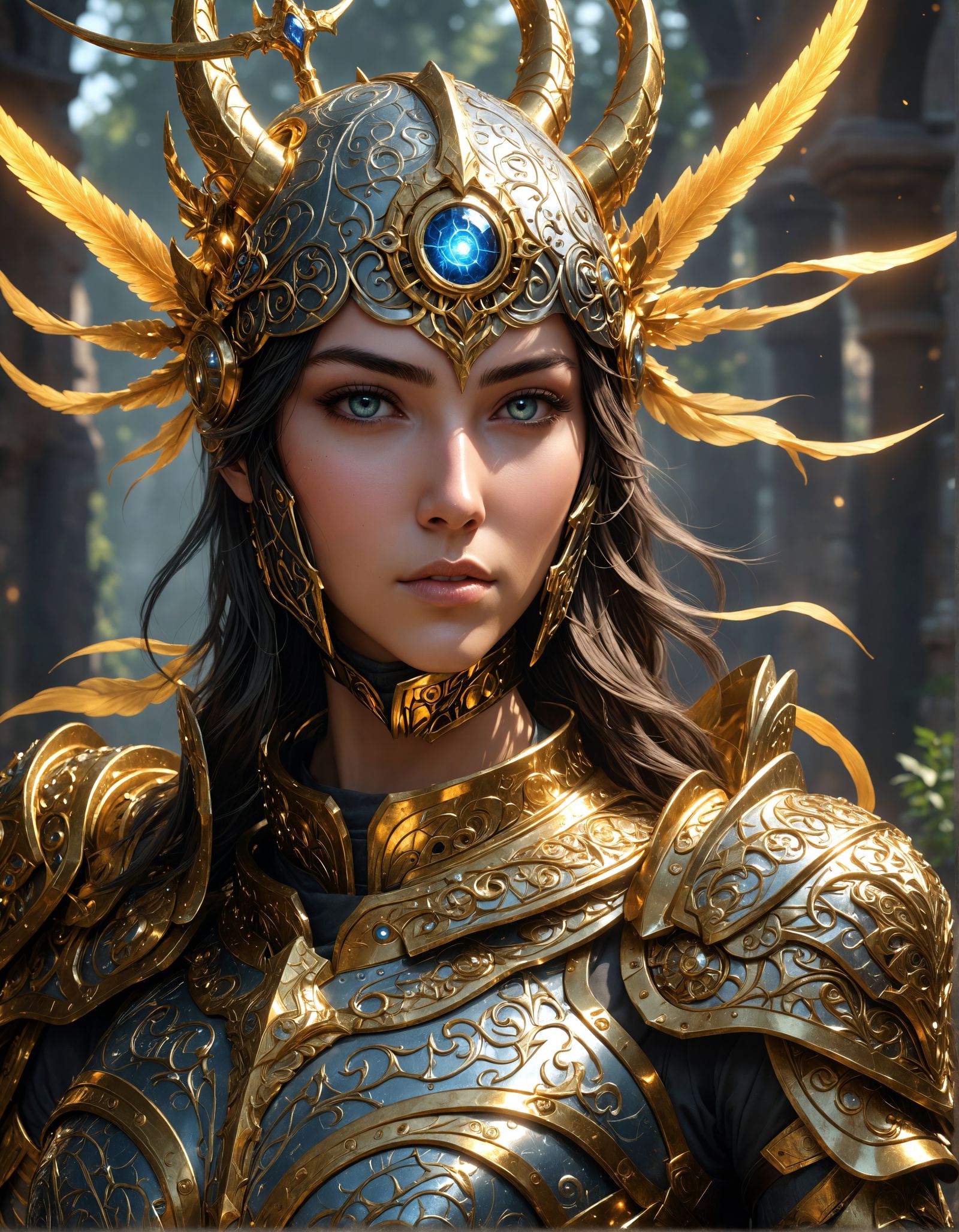 Divine Enchanter with Living Armor and Weapon