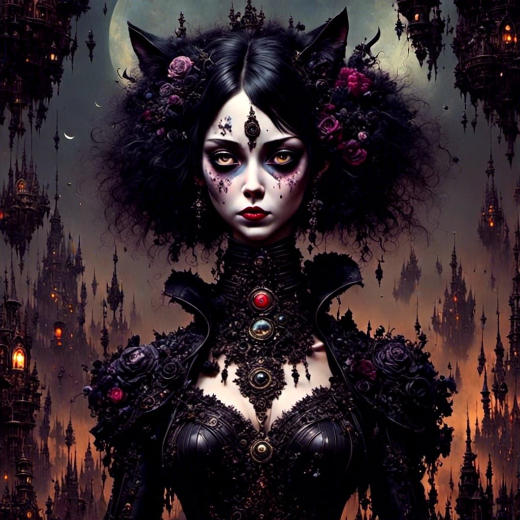 Gothic Anthro Cat Masterpiece in 3D Shading