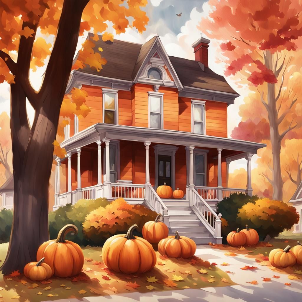 Victorian House in Autumn Concept Art