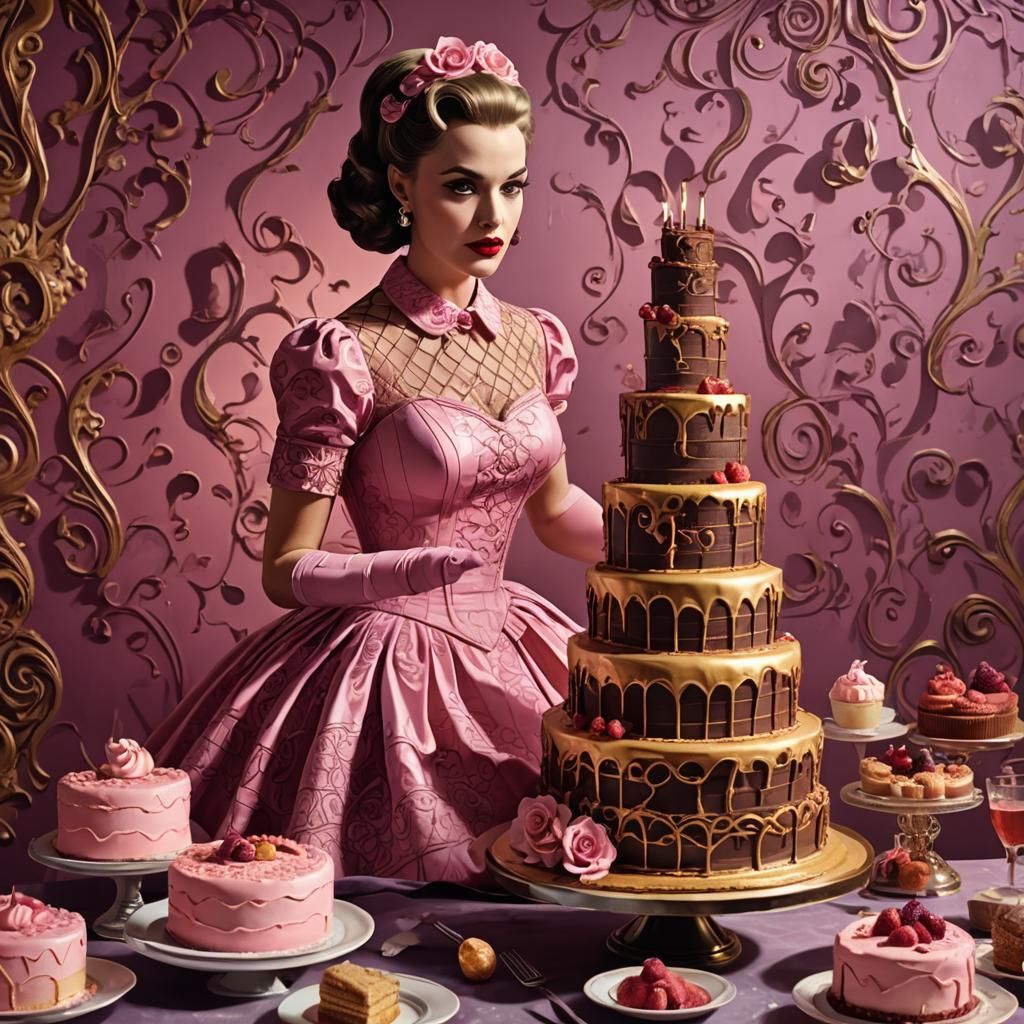 Gothic Pop Art: 1950s Model Carving Cake