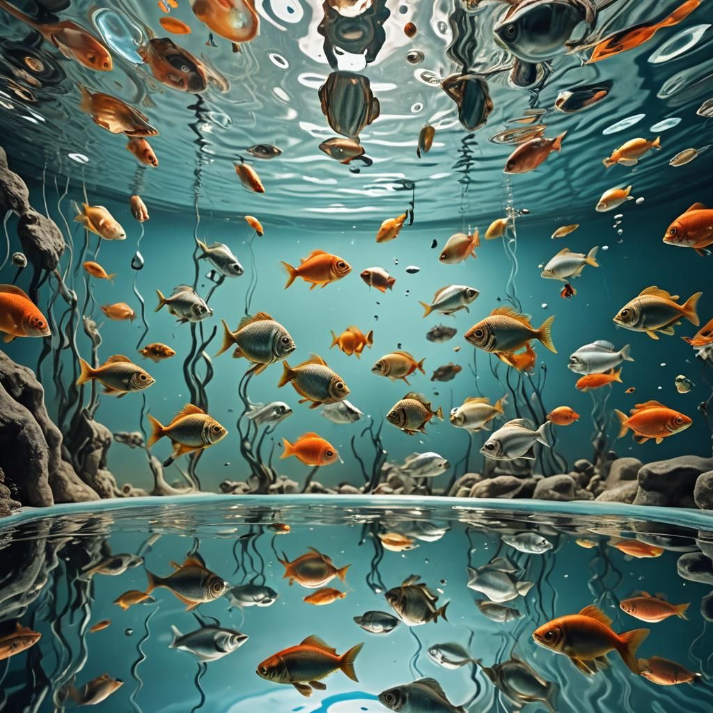 Surreal Melting Mirror Merges With Aquarium