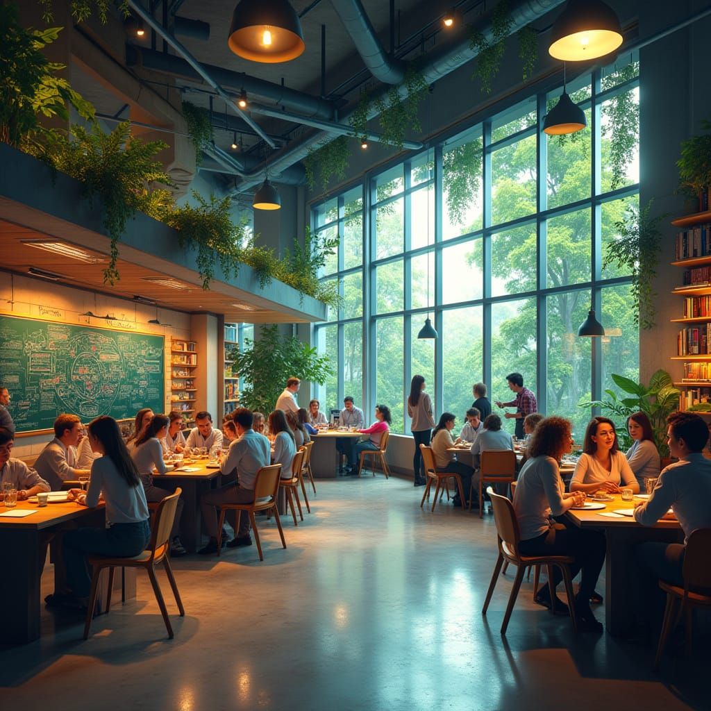 Semi-Realistic Digital Painting of a Modern Educational Hub