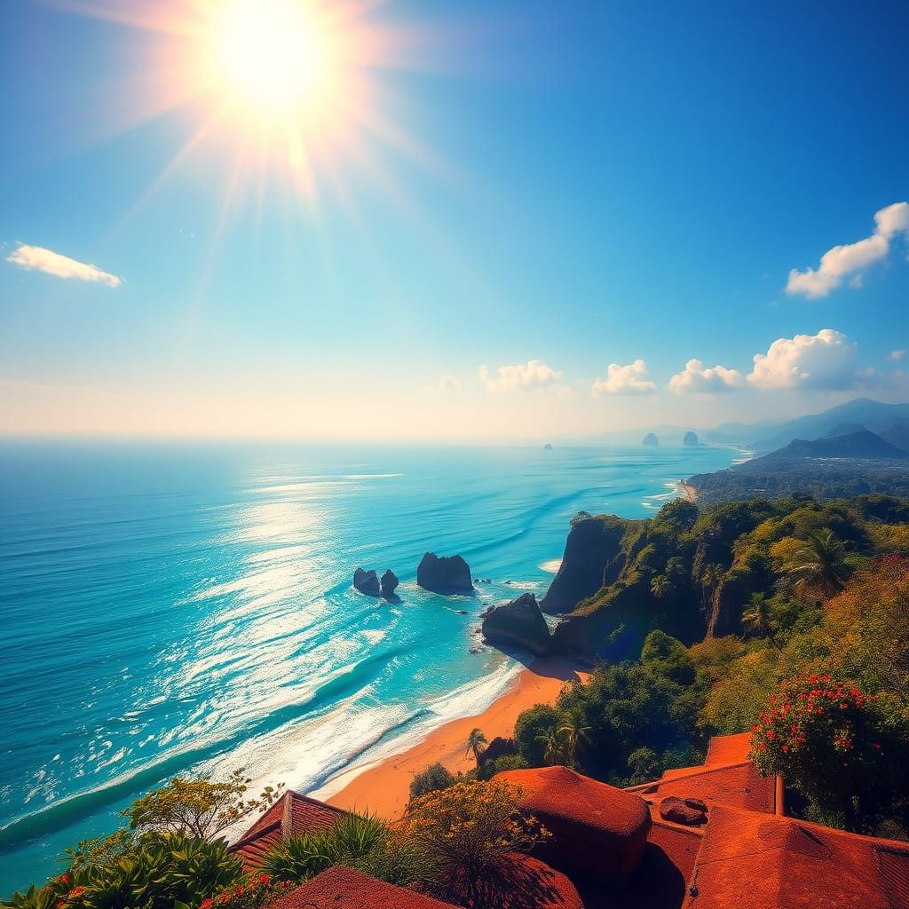 Bali Coastline in Impressionistic Style