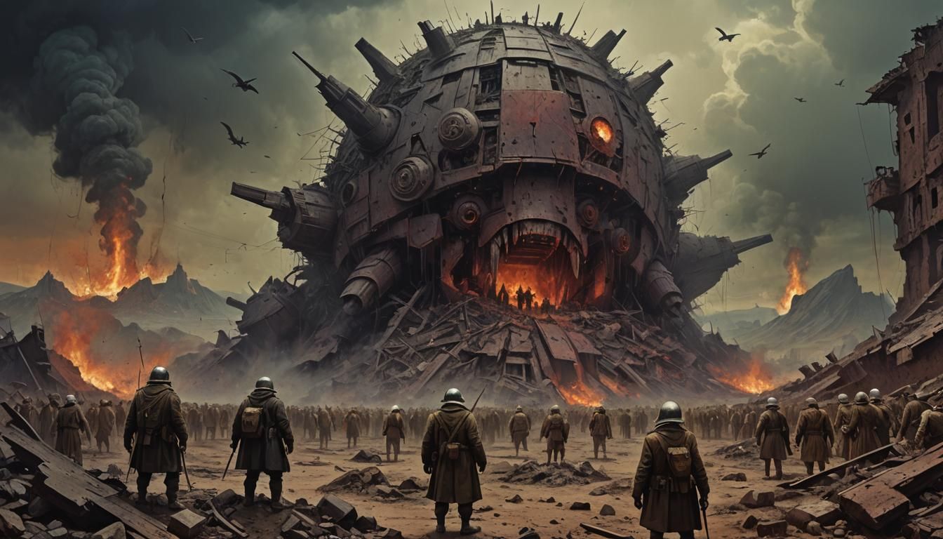 Dark Fantasy War Scene in Detailed Action Style