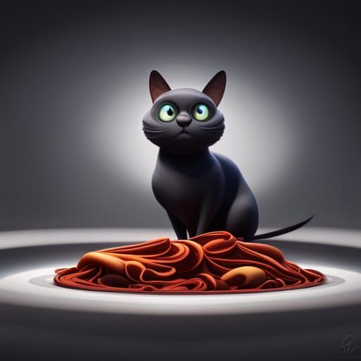 Cosmic Cat: 3D Digital Art in Ghibli Style