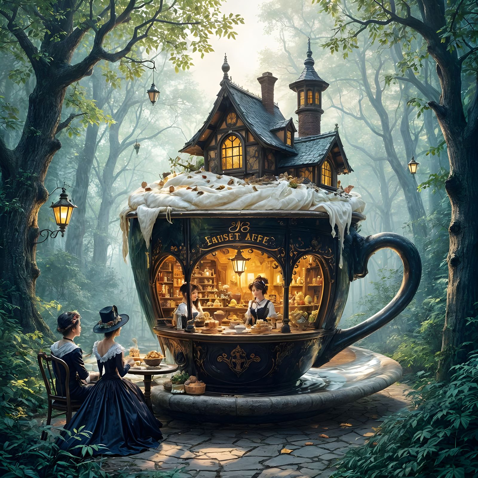 Enchanted Forest Cafe Serving Magical Coffee in Giant Cup