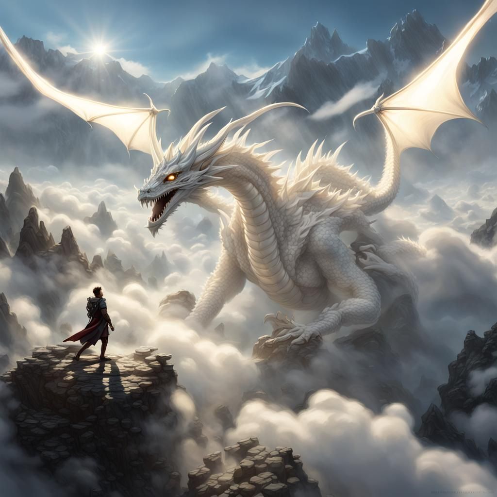 Dragon Diving Through Clouds: Dark Fantasy Concept Art