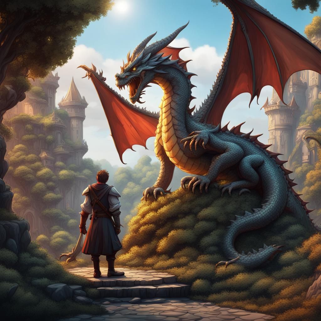 Dragon and Friend in Detailed Fantasy Comic Strip