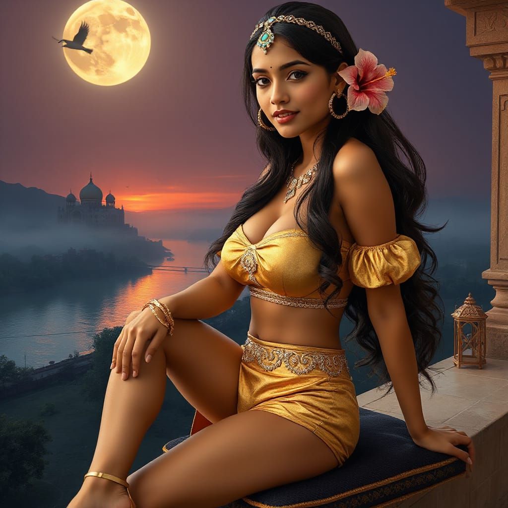 Golden Hour Portrait of Indian Woman on Balcony