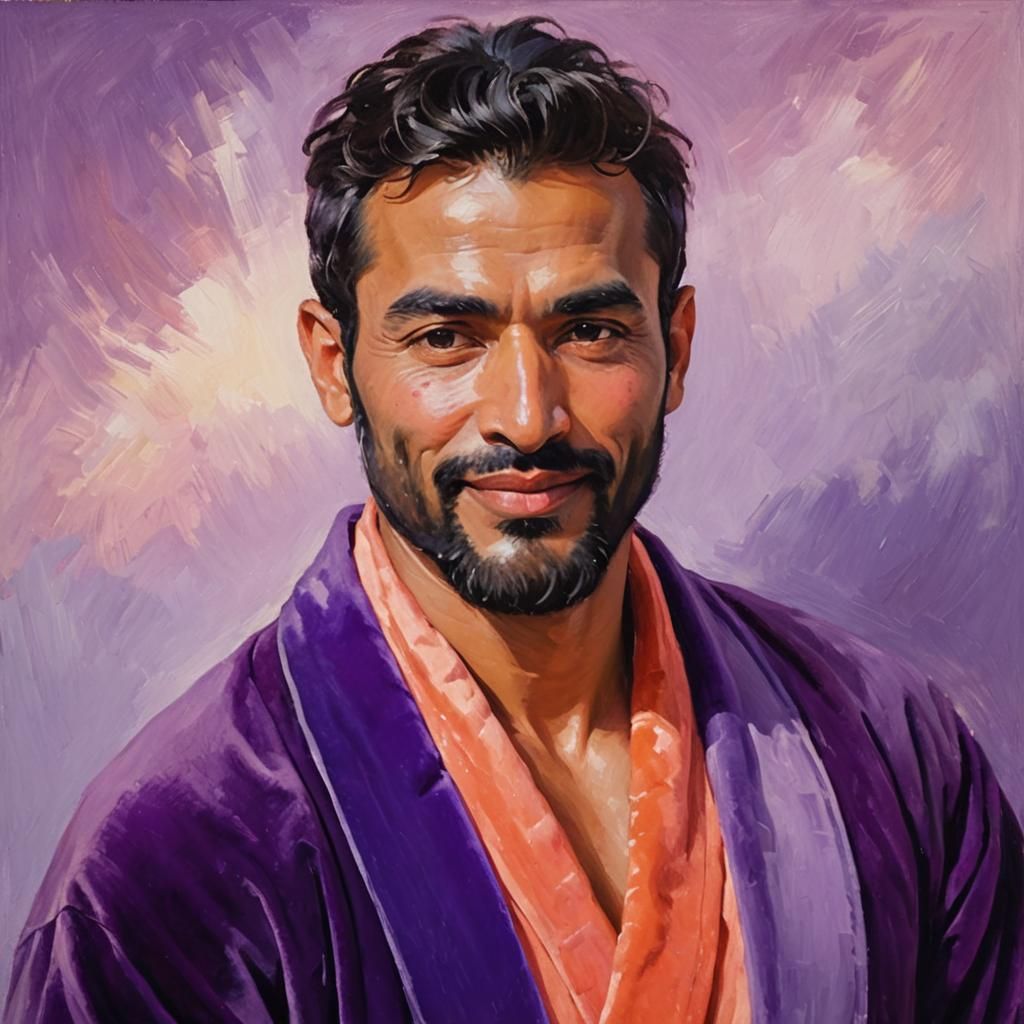 Man in Velvet Robes, Impressionist Oil Painting