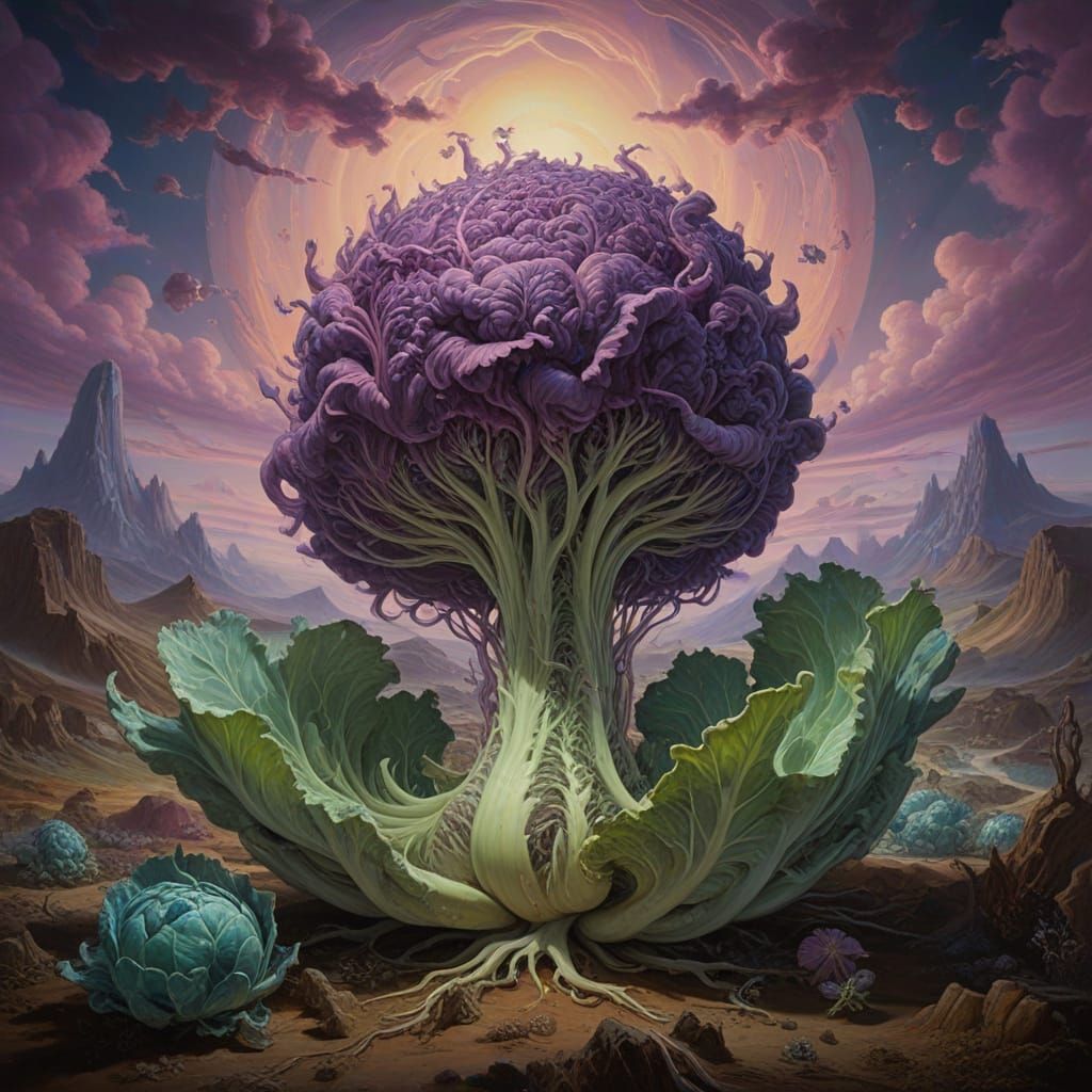 Surrealistic Alien Invasion Unleashed by Glowing Cabbage