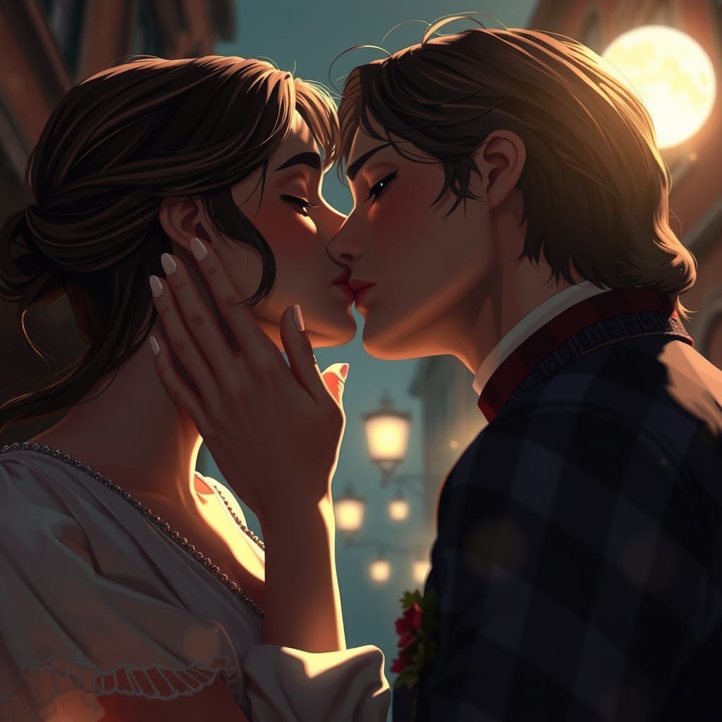 Tragic Lovers' Desperate Farewell in Moonlit Verona