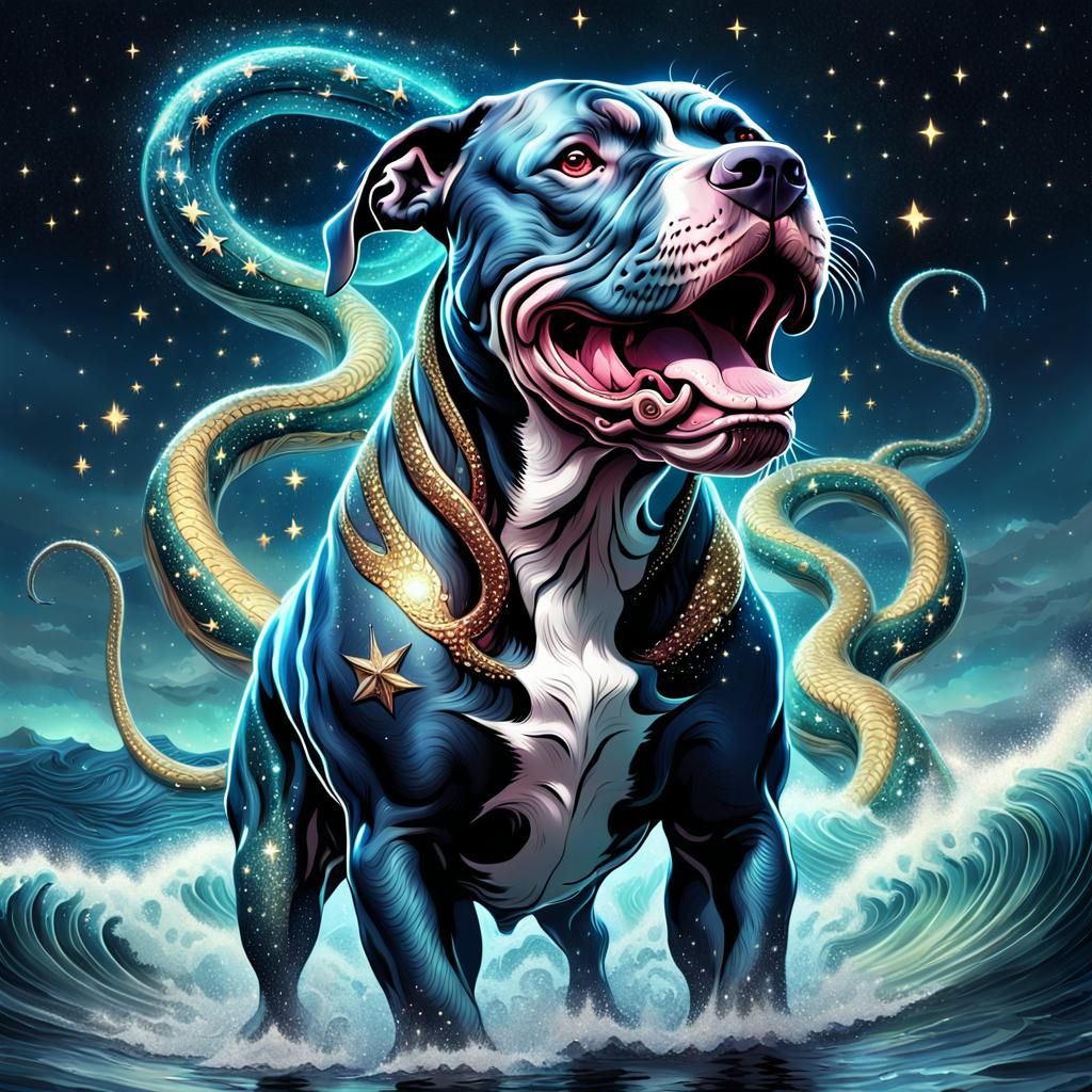 Multi-Headed Star Pitbull Emerges from Ocean