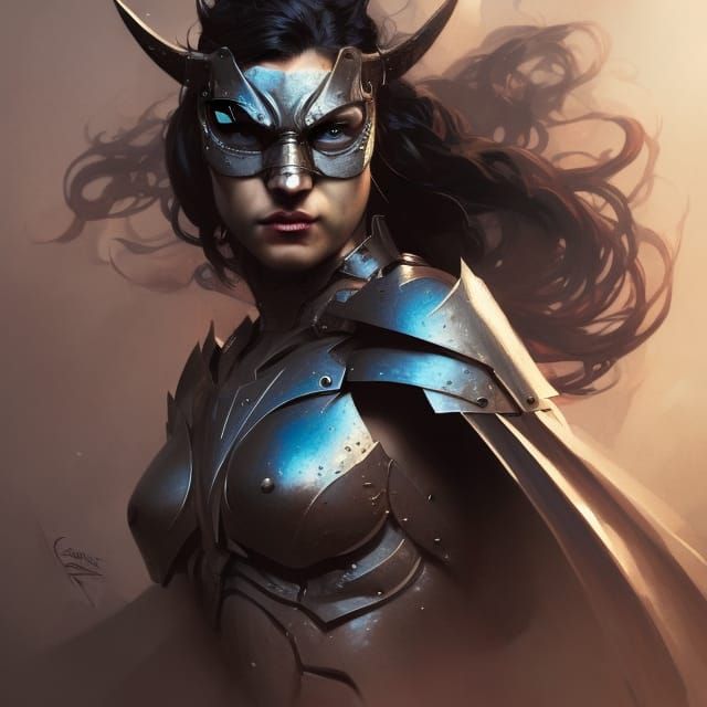 Dark Knight Warrior Princess Portrait in Hyperdetailed Style