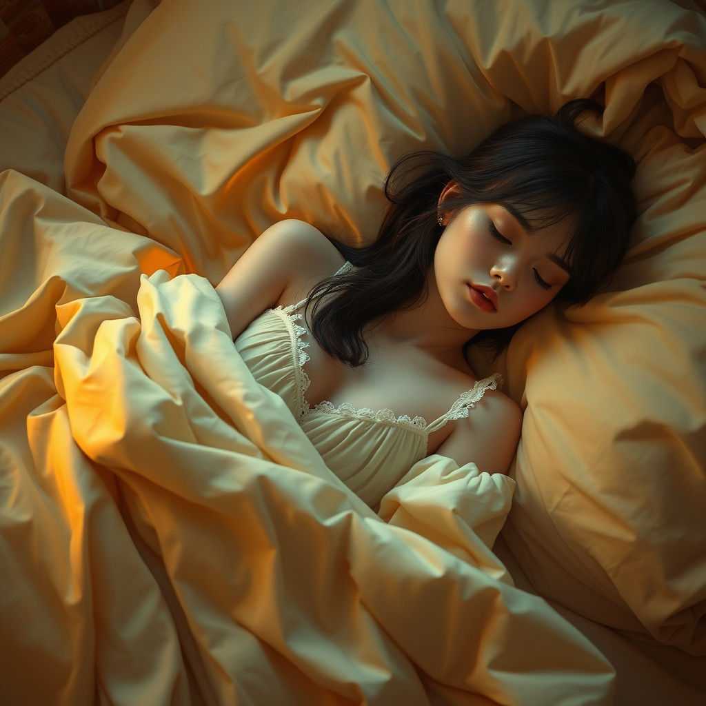 Dreamy Woman Sleeping, Fantasy Matte Painting