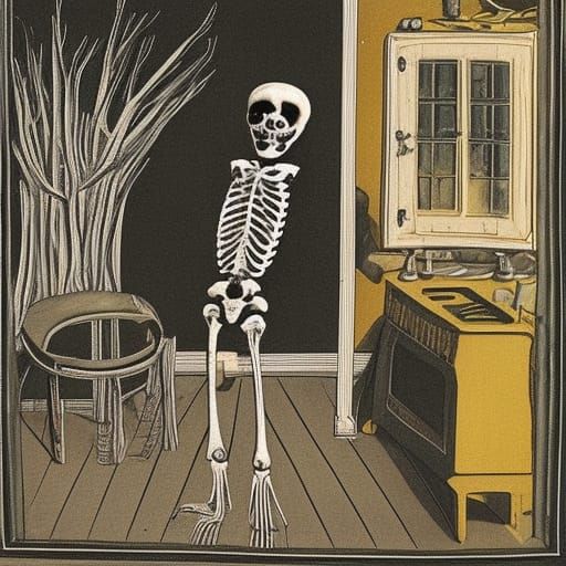 Charred Skeleton Emerges in Baroque Sci-Fi Style