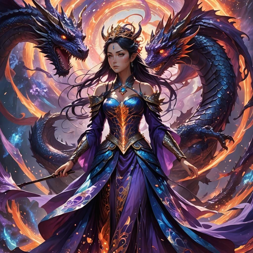 Anime Mage Princess with Magical Creature