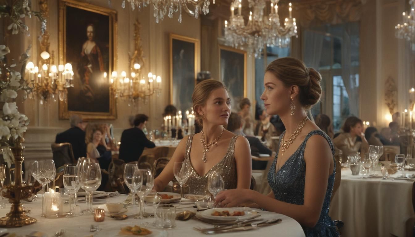 Elegant Dinner Party in Luxurious Restaurant