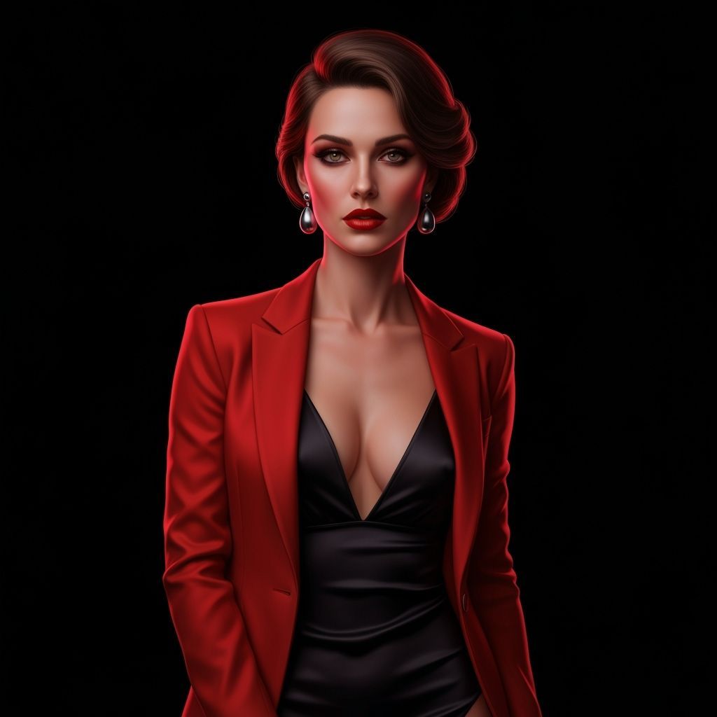 Ethereal Fantasy Portrait of Woman in Red and Green