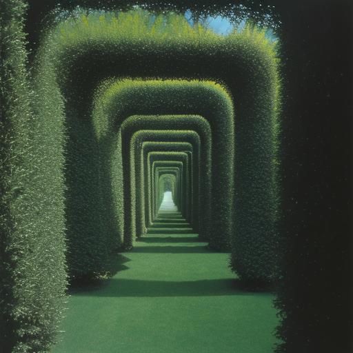 Eerie Hedge Maze in Liminal Space