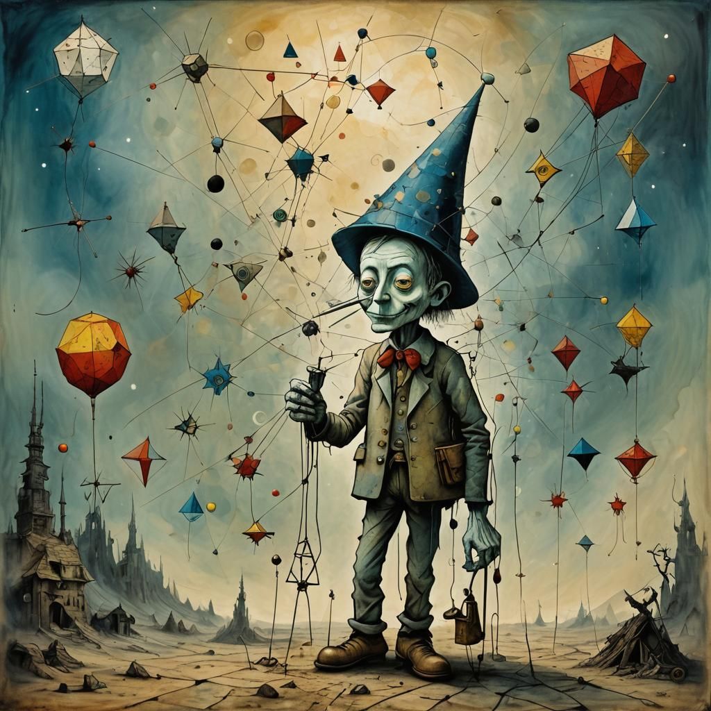 Surreal Pinocchio in Futuristic Wonderland