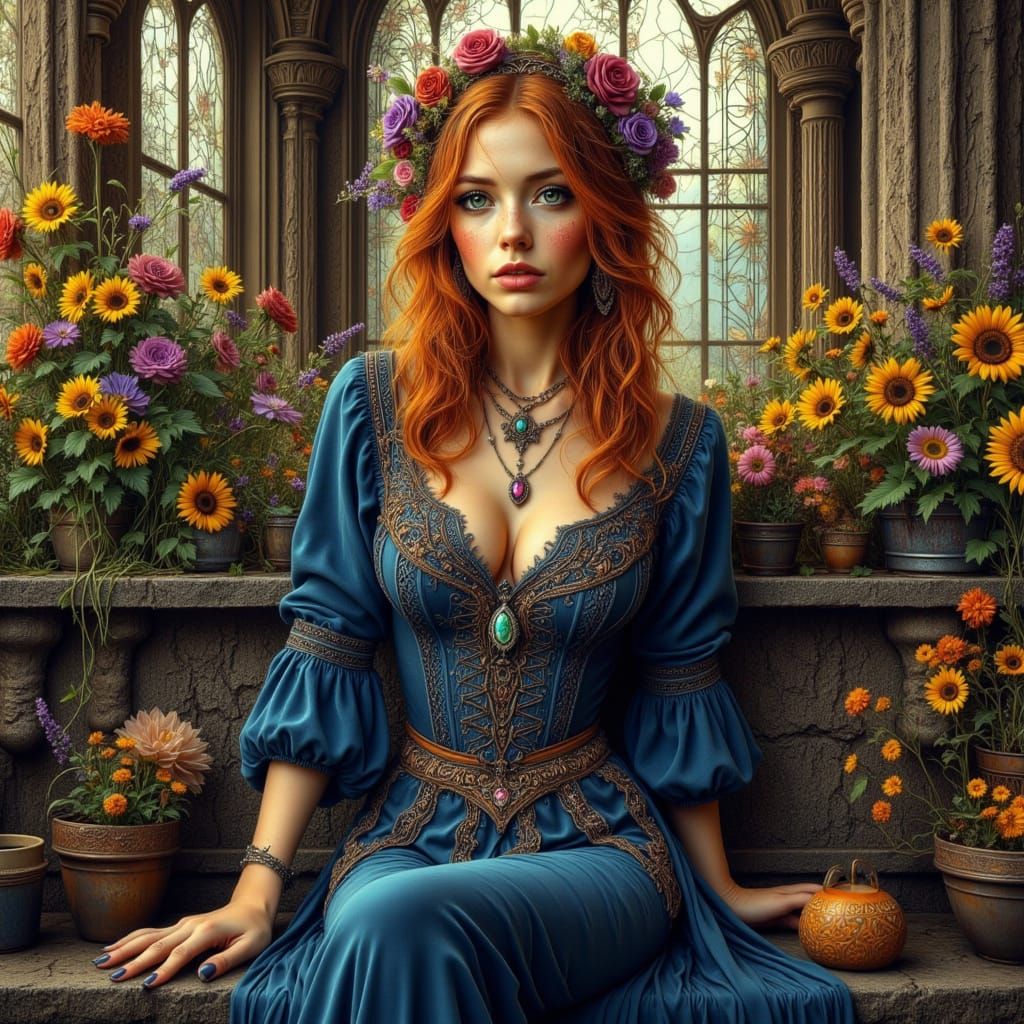 Regal Beauty in Whimsical Garden Setting