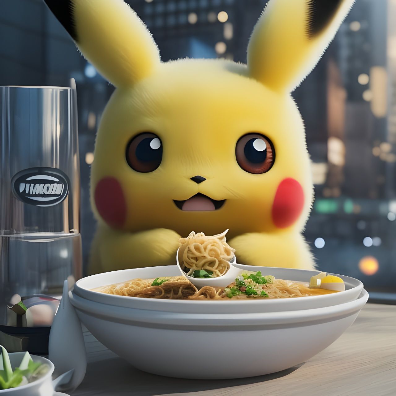 Pikachu eating ramen #3
