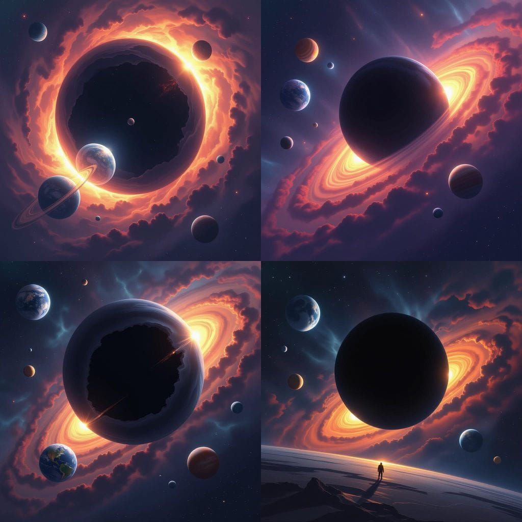 Realistic Black Hole Devouring Planets and Galaxy