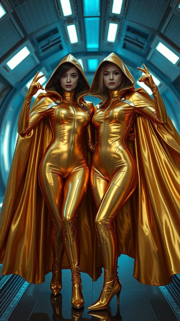 Futuristic Heroines in Gold Catsuits: Retro-Futurism Sci-Fi