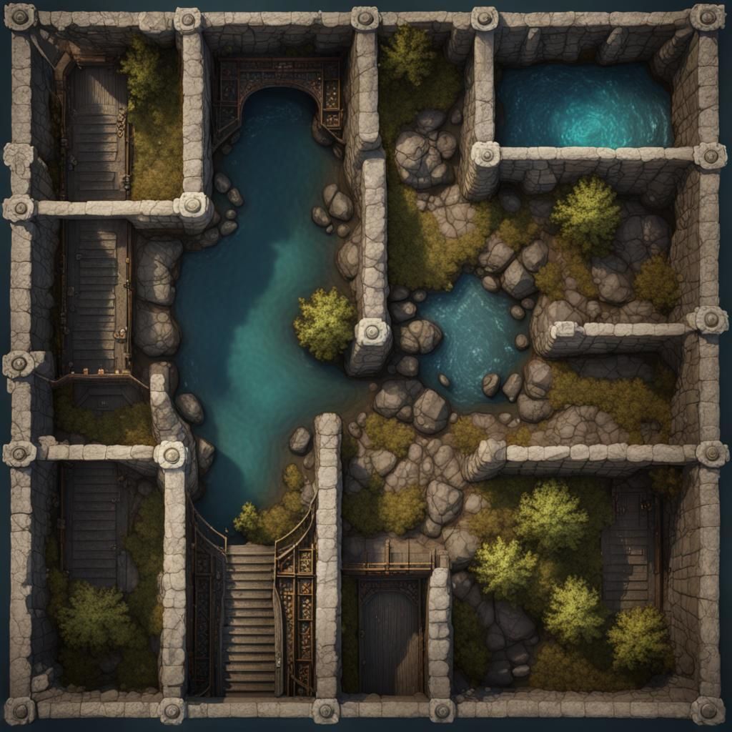 Dungeons and Dragons Temple Entrance Aerial Map