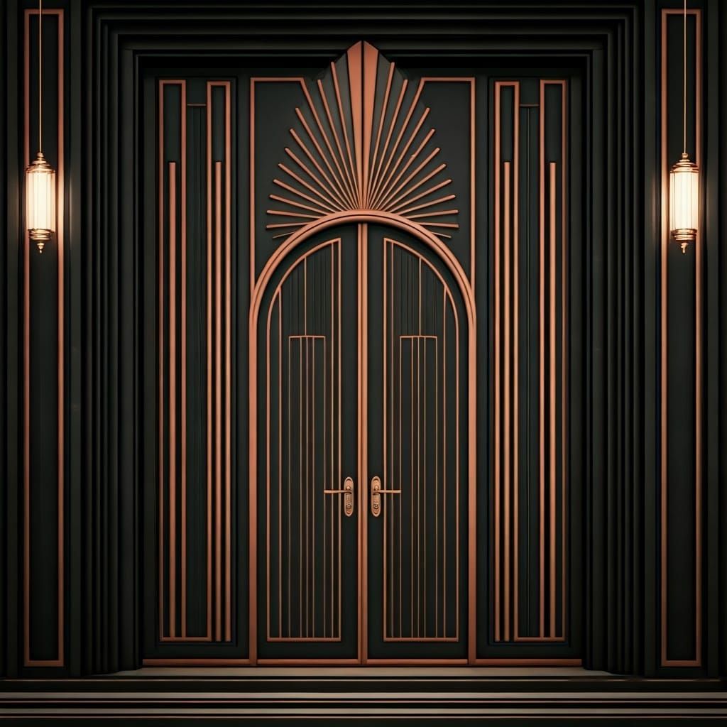 Opulent Mansion Door in Art Deco Style