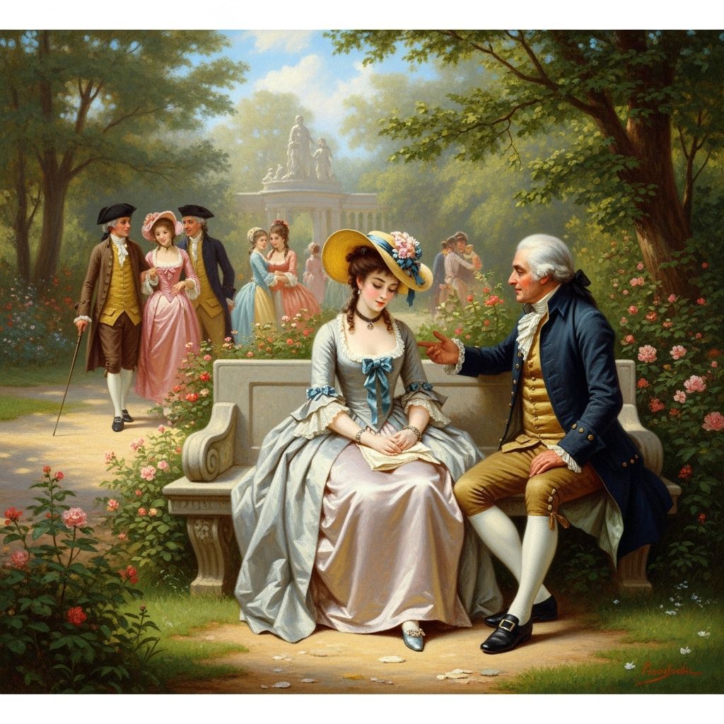 18th Century Garden Scene: A Moment of Melancholy