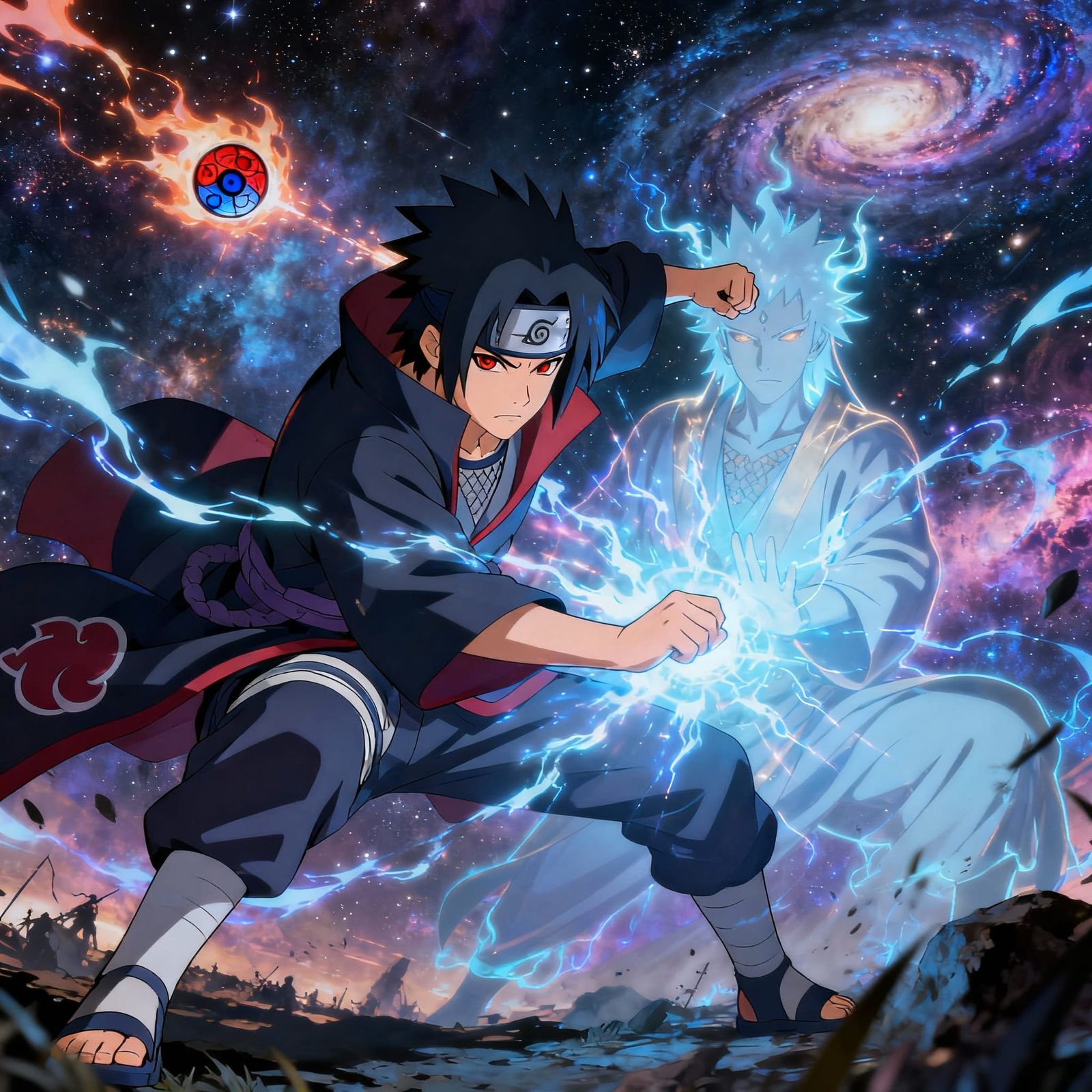 Obito Fights With Divine Power Amidst Cosmic Battlefield