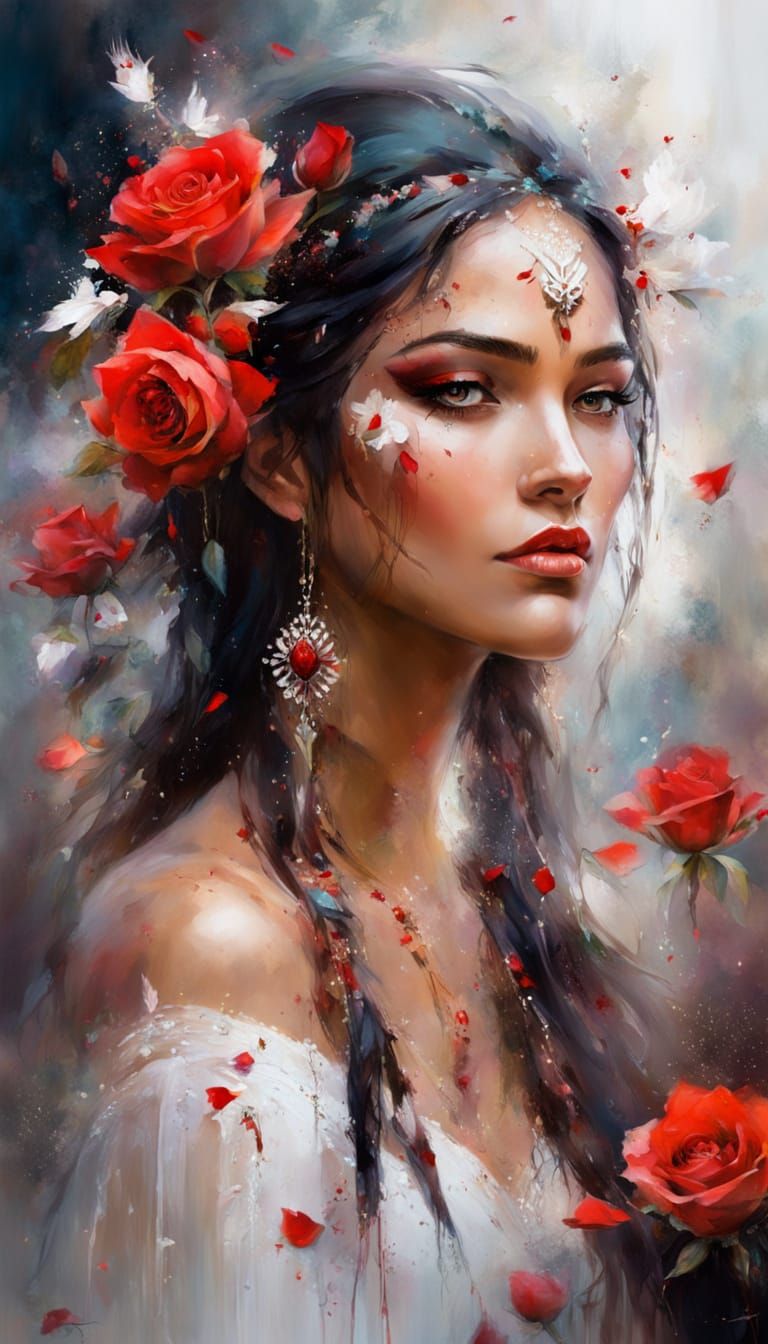 Enchanted Roses Portrait of Native American Woman