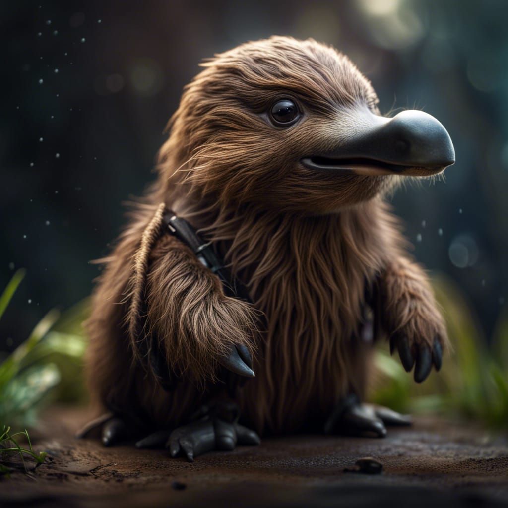Adorable Furry Wookiee Platypus in Hyperrealistic Style