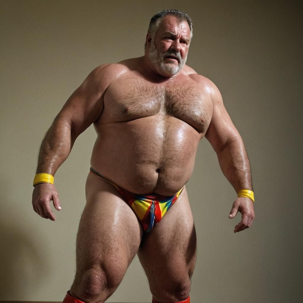Powerful Wrestler Poses Defiantly in Cinematic Lighting
