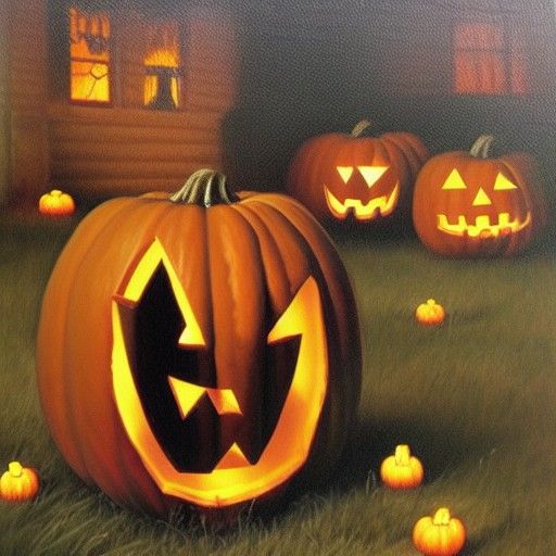 Halloween Oil Painting by James Gurney Style