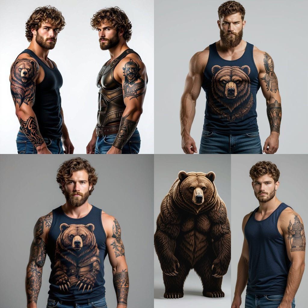 Cinematic Portrait of Muscular Man with Detailed Tattoos